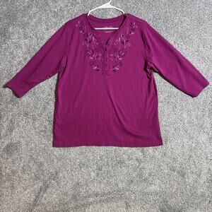 Y2K Embroidered Top Womens Large Cottagecore Grandmacore Floral Dainty Boho
